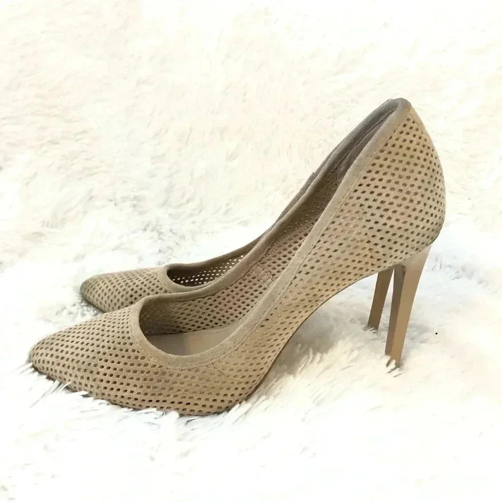 French Connection Suede Perforated Detail Heels. - Picture 4 of 7